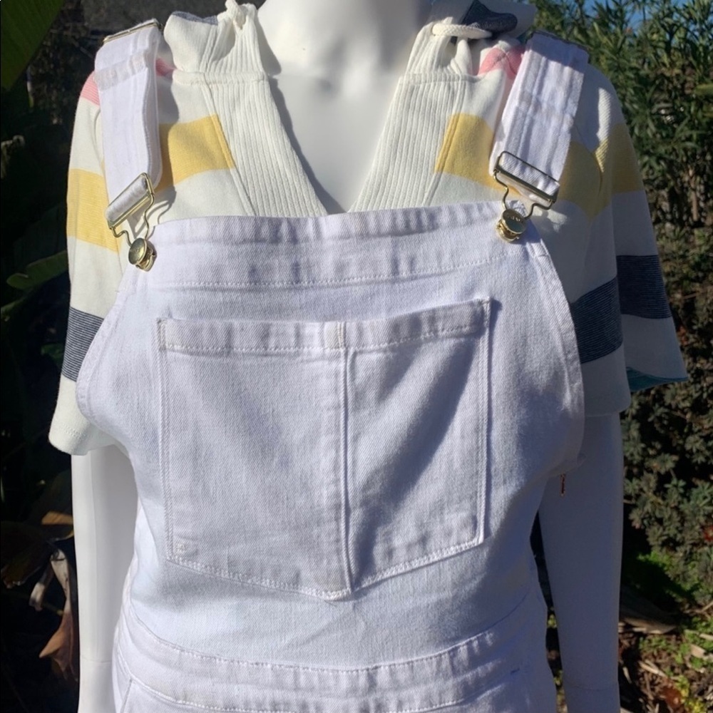💋NWT FRAME Palazzo Denim Short Zip White Overalls - Picture 11 of 15